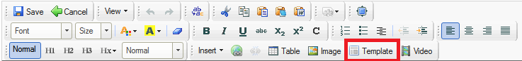 CKEditor toolbar with Templates shown