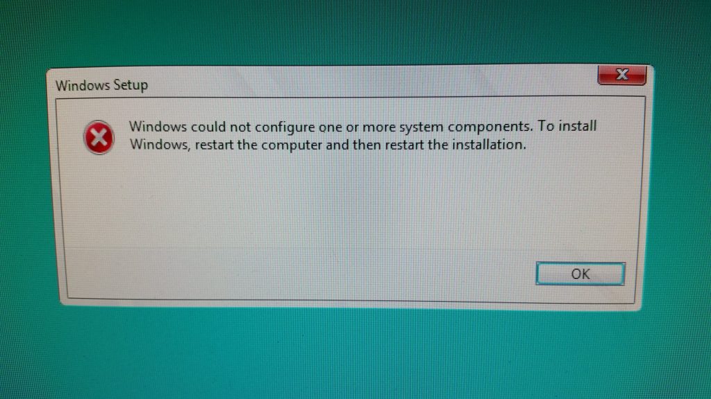 Windows could not configure one more system components что делать